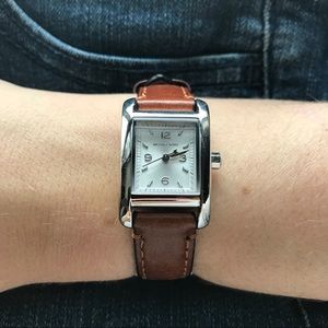 Michael Kors silver tone Taylor watch with leather