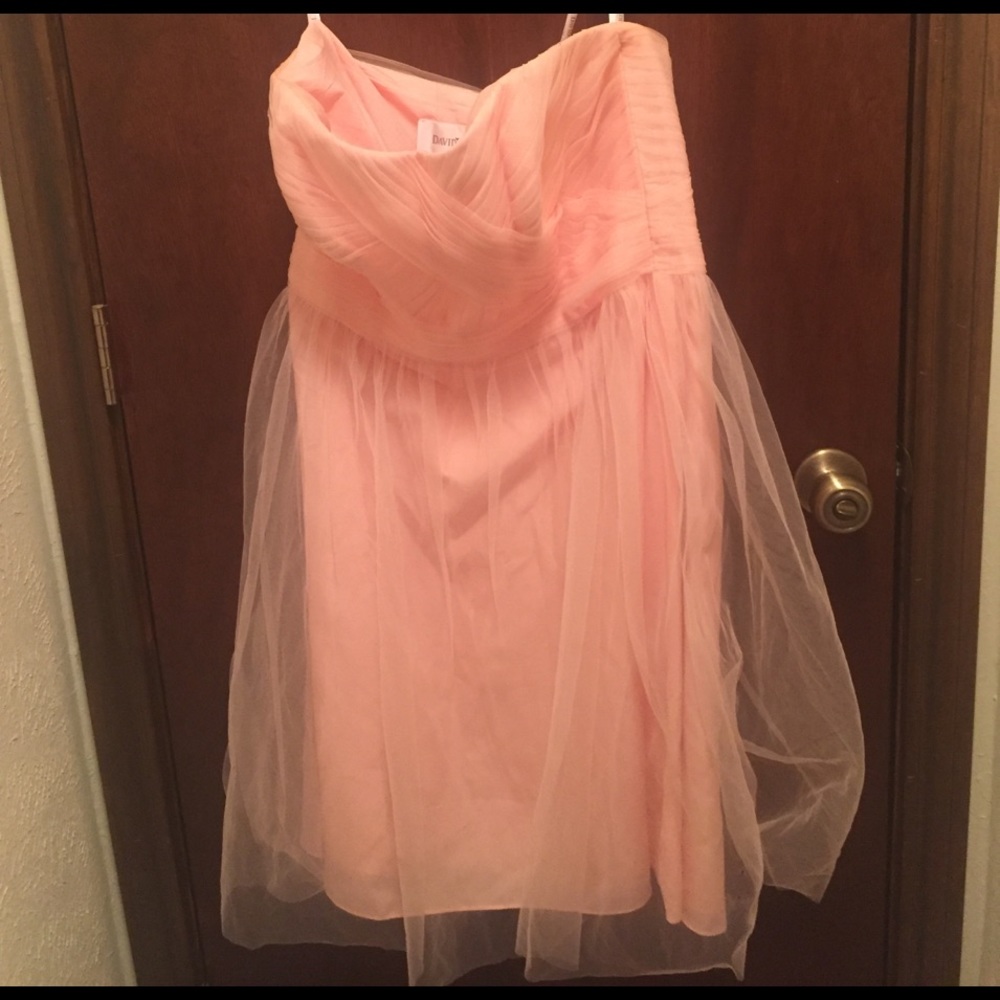 David's Bridal short pink bridesmaid dress