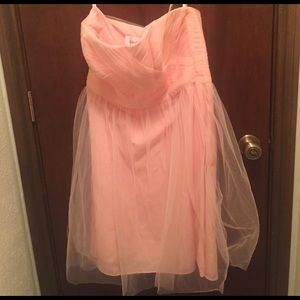 David's Bridal short pink bridesmaid dress