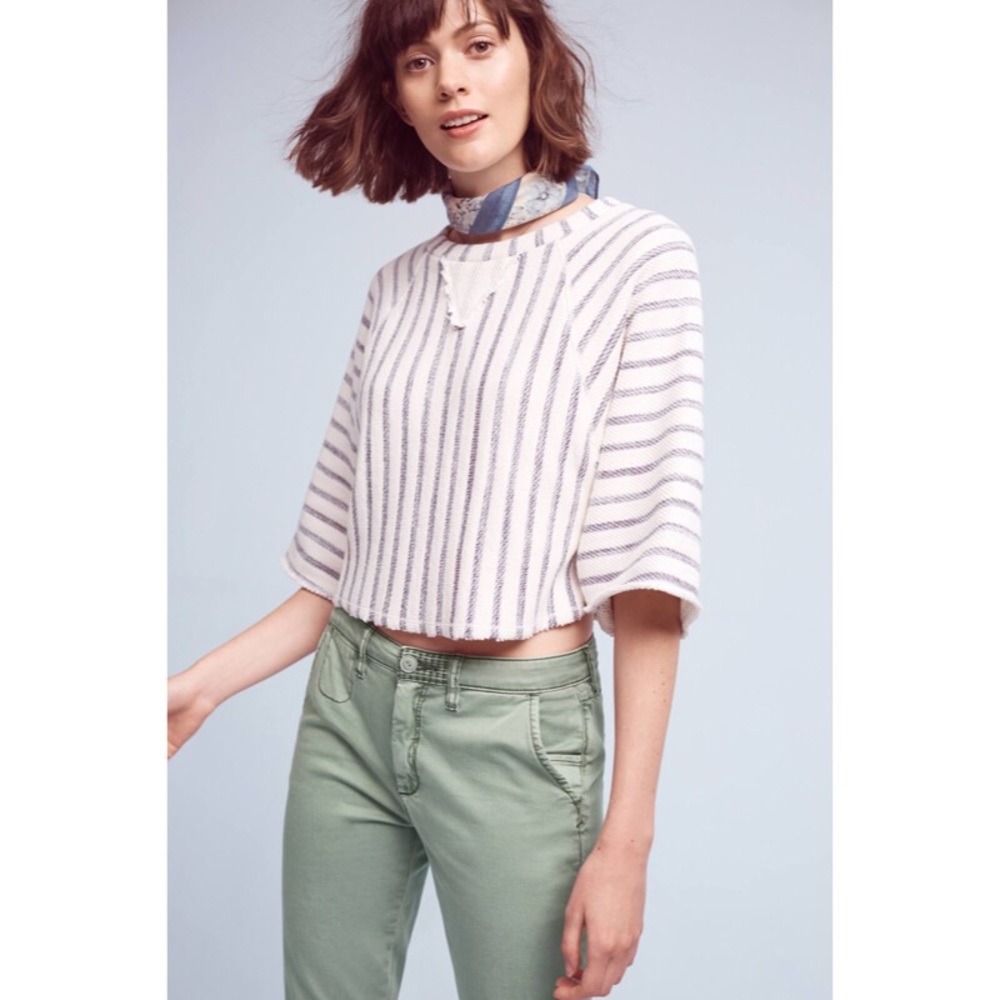 BNWT Anthropologie Coastal Stripes Terry Pullover