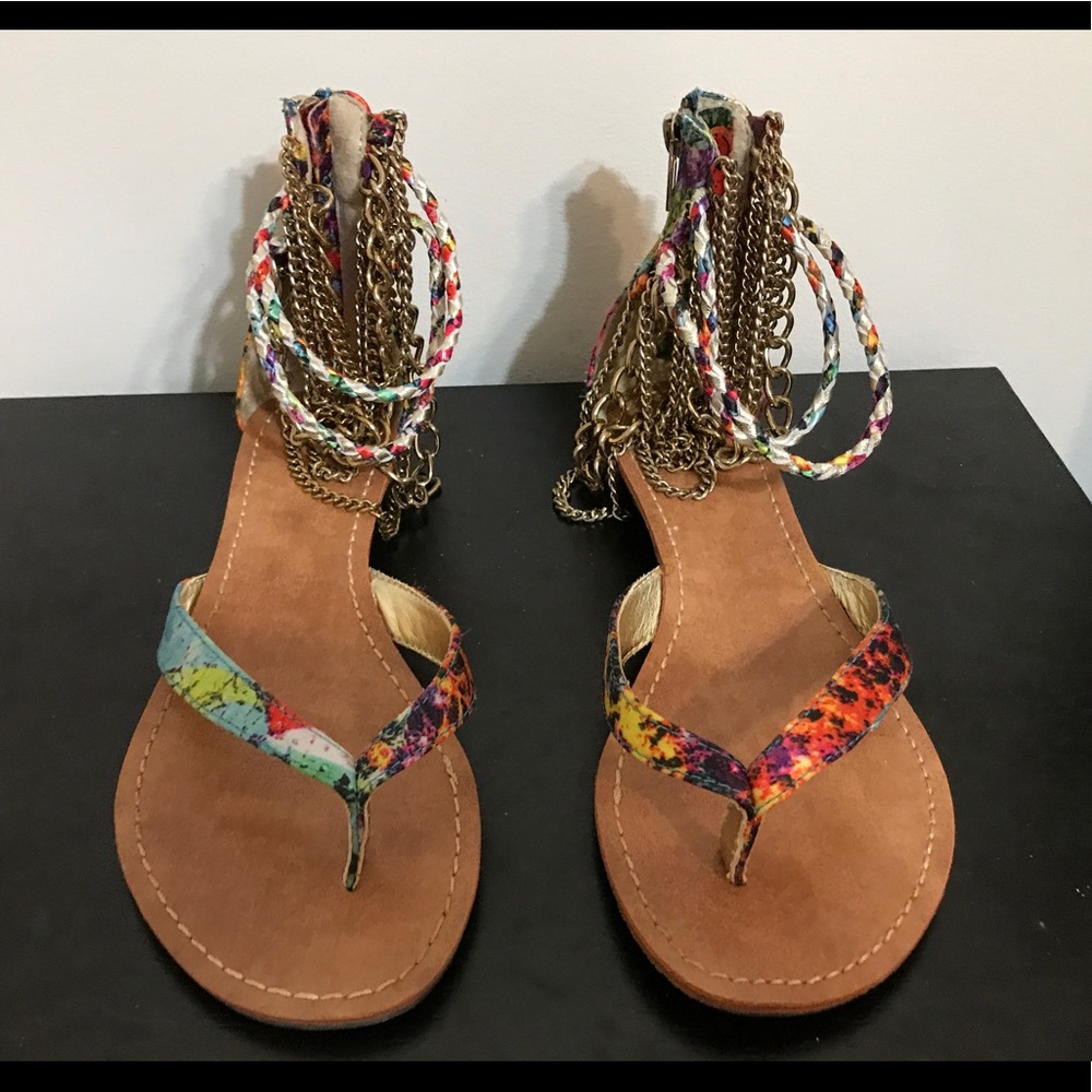 Rainbow ankle band flats