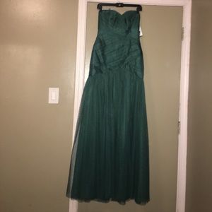 hunter green formal gown from Vera Wang