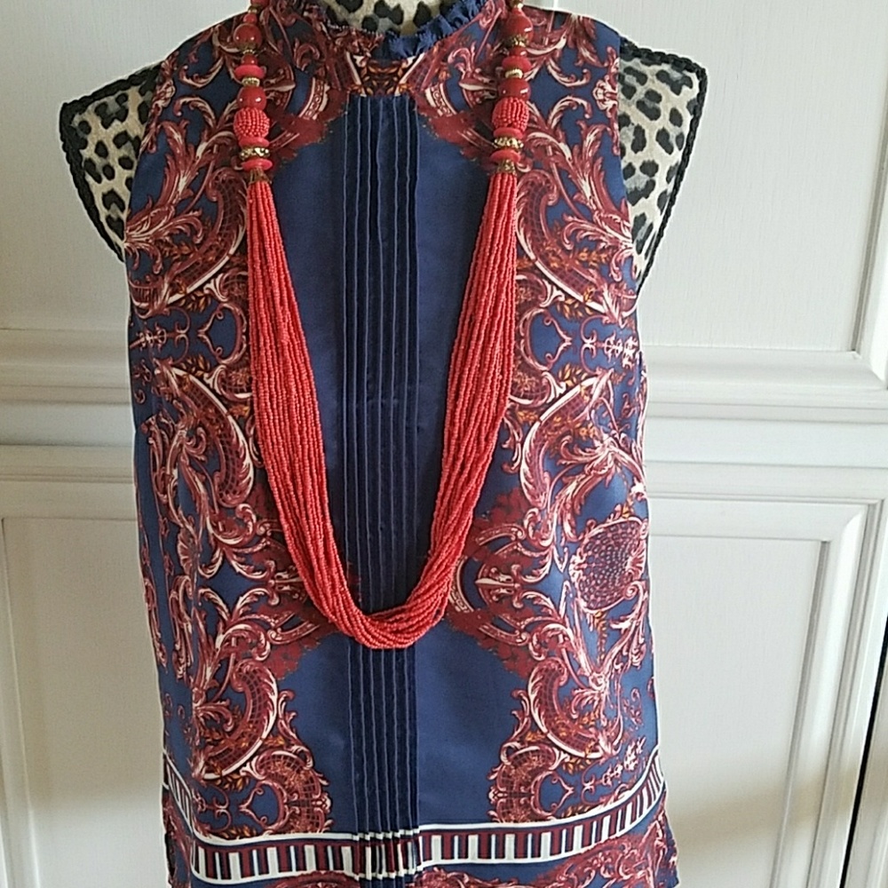 Open Back Arynk Scroll Print Blouse