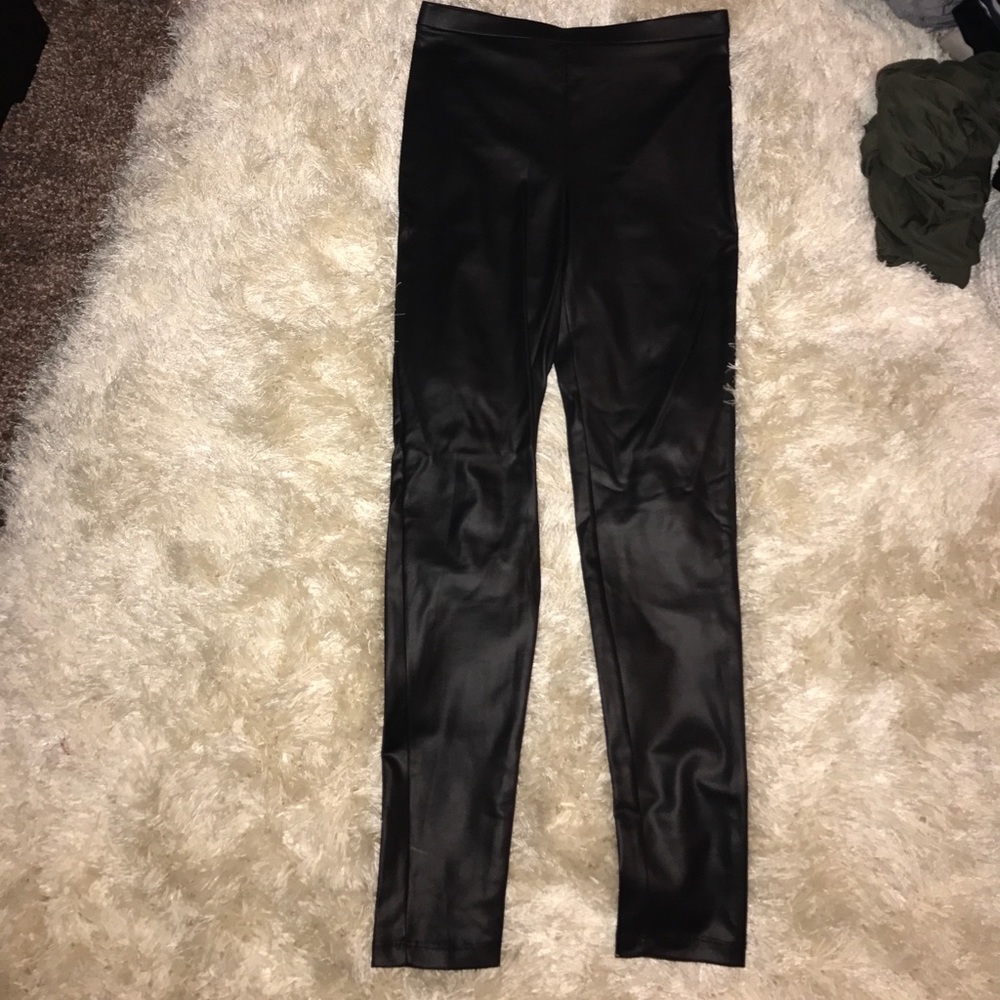 Black leather leggings