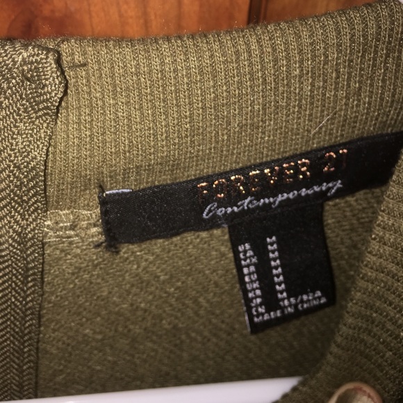 Forever 21 Army green sweatshirt zip up - Picture 2 of 3