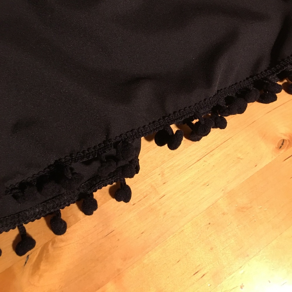 ๐ฅHP๐ฅ๐ Off Shoulder Black Romper w/Pom Pom Trim - Picture 6 of 7