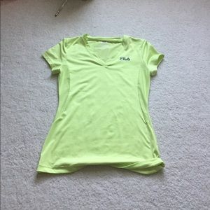 fila sport event t shirt. bright yellow dry fit
