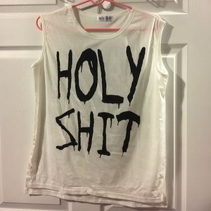 "Holy Shit" tank top/ cut out back