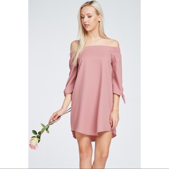 LAST ONE!! Black Off the Shoulder Tied Wrist Dress - Picture 2 of 5