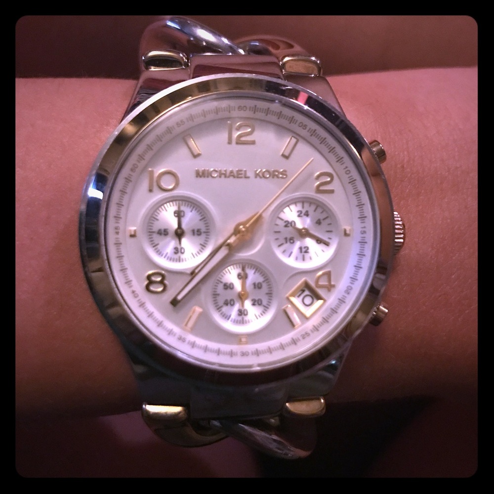 Authentic Michael Kors two-tone Runway Twist Watch