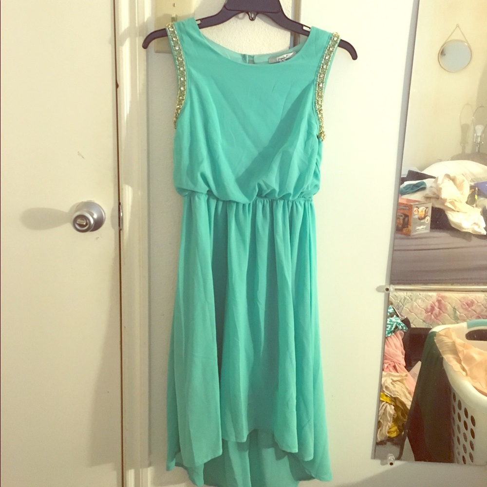 Beautiful Mint dress with Gold chain embellishment