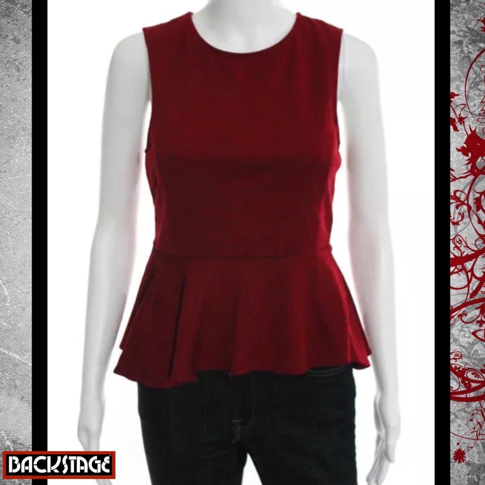 BACKSTAGE Perfect Ruby Red Stretch Peplum Blouse