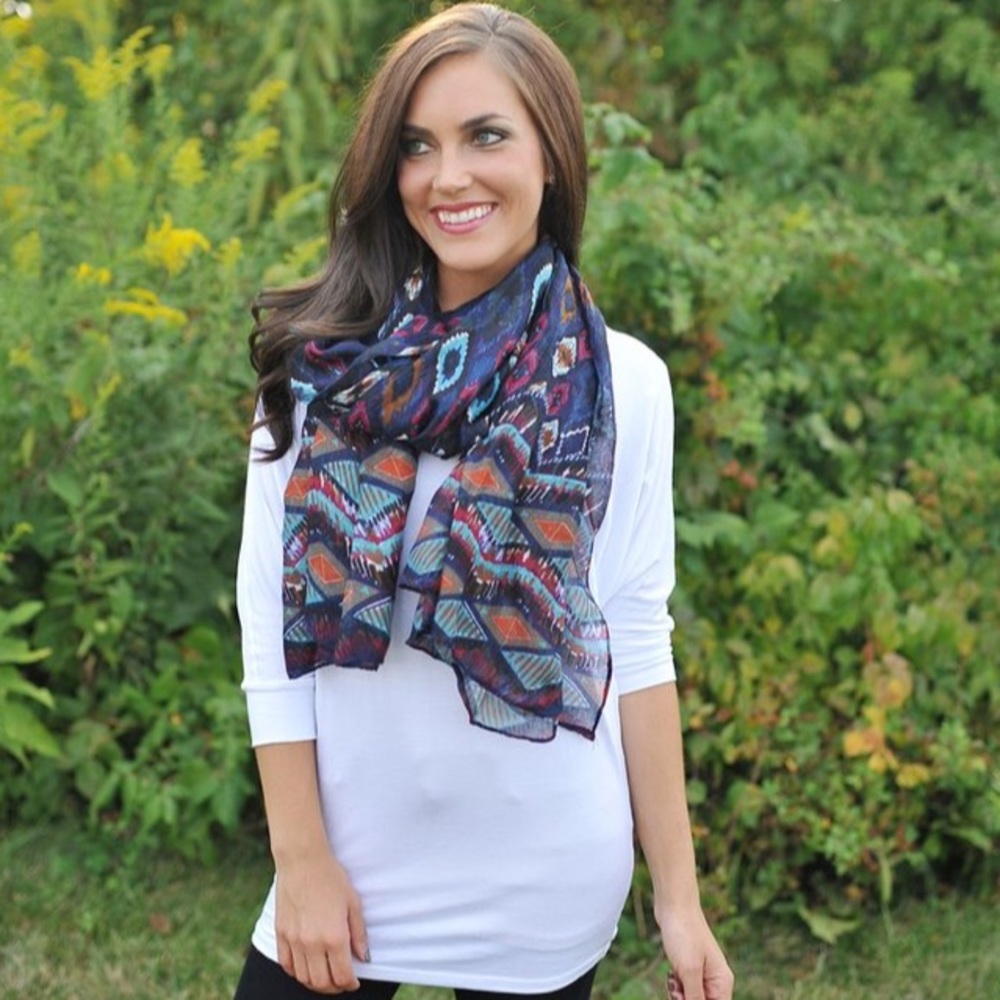 Aztec print lightweight scarf