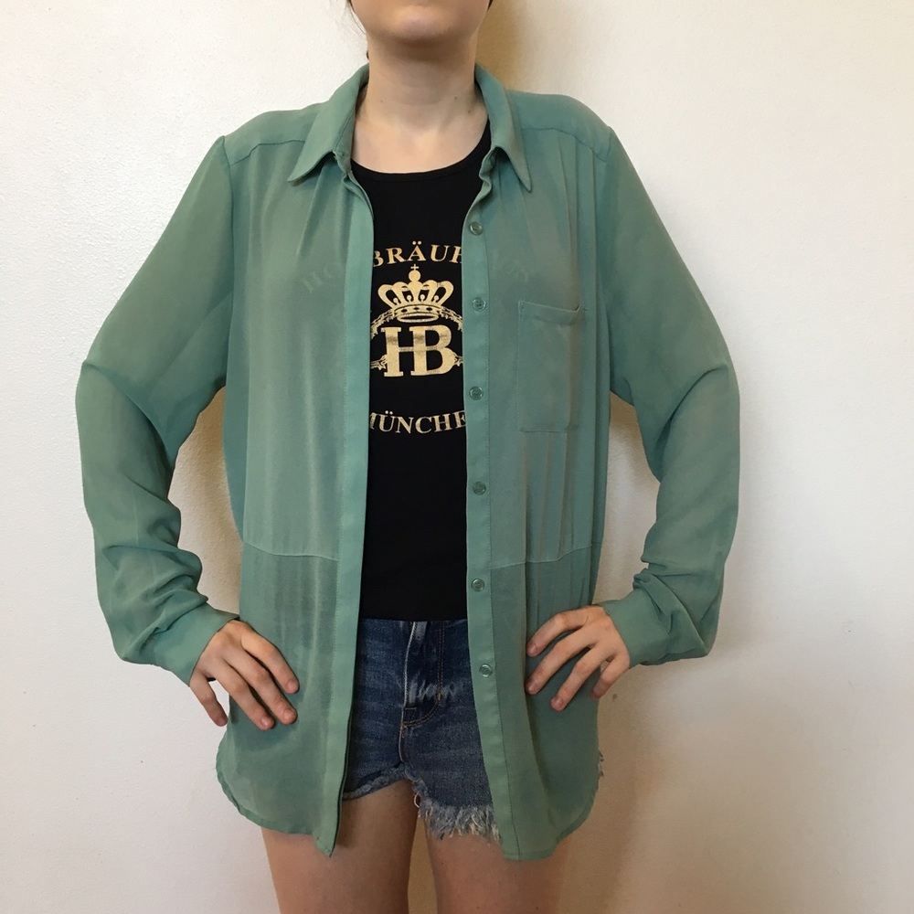 Nordstrom mint green sheer top
