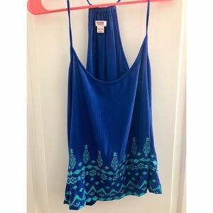 PLUS SIZE Blue/turquoise embroidered tank