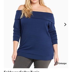 TORRID blue fold over shirt - very flattering!