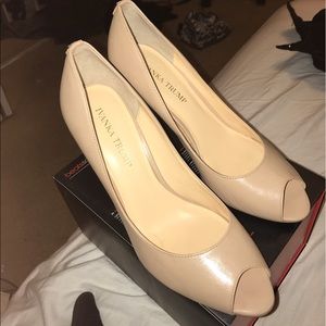 Ivanka Trumph Open Toe Nude Pumps