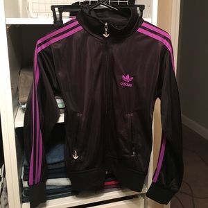 Purple and black adidas track jogging jacket S