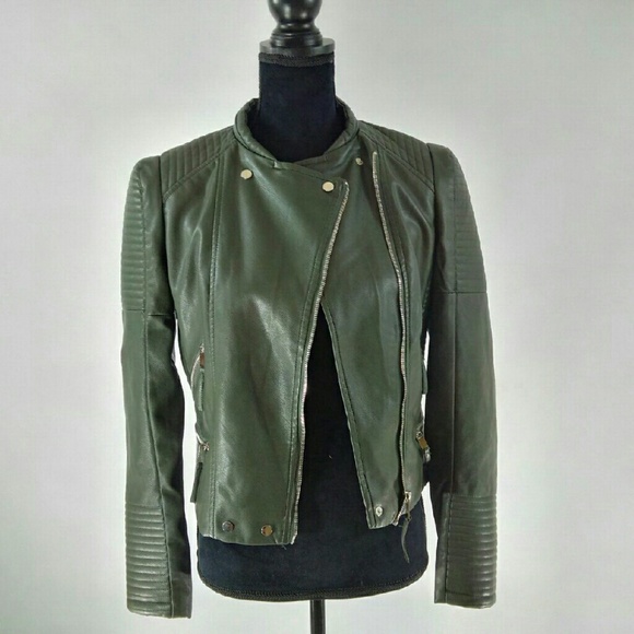 LAST 1LEFT !! Olive Leather Jacket - Picture 2 of 5