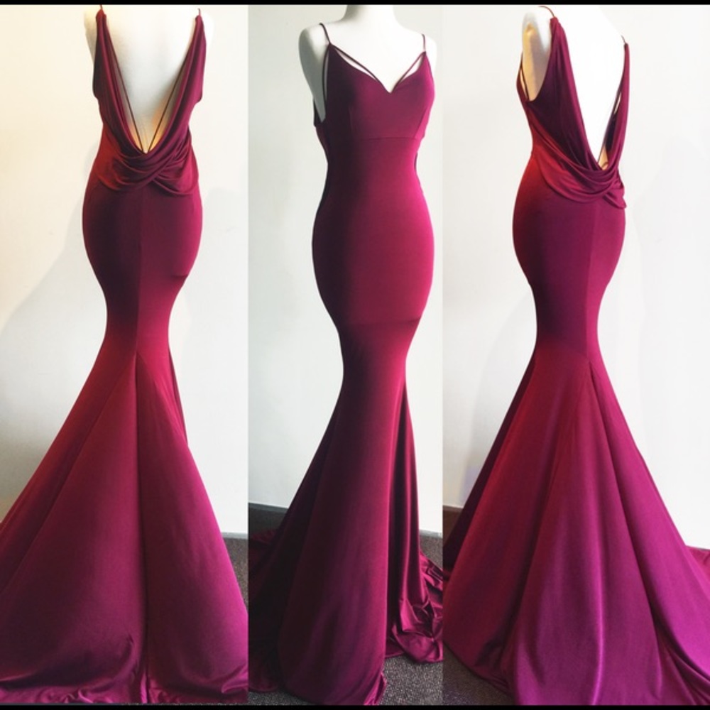 Gemeli Power magenta open back stunning dress
