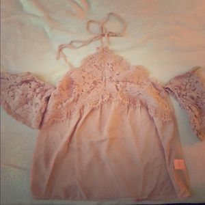 Blush pink halter top w/ cold shoulder