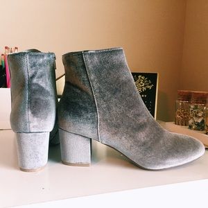 Grey Velvet Dorothy Perkins Ankle Boots
