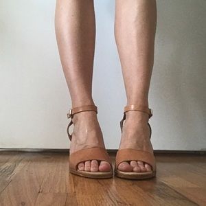 Tan Leather Wedges, size 8