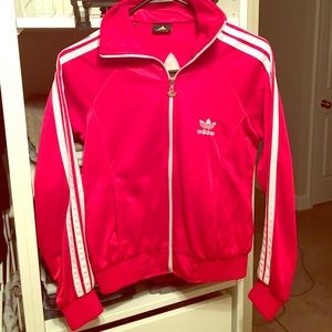 Red and white vintage adidas track jogging jacket