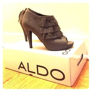 Aldo gray peep toe bootie heels
