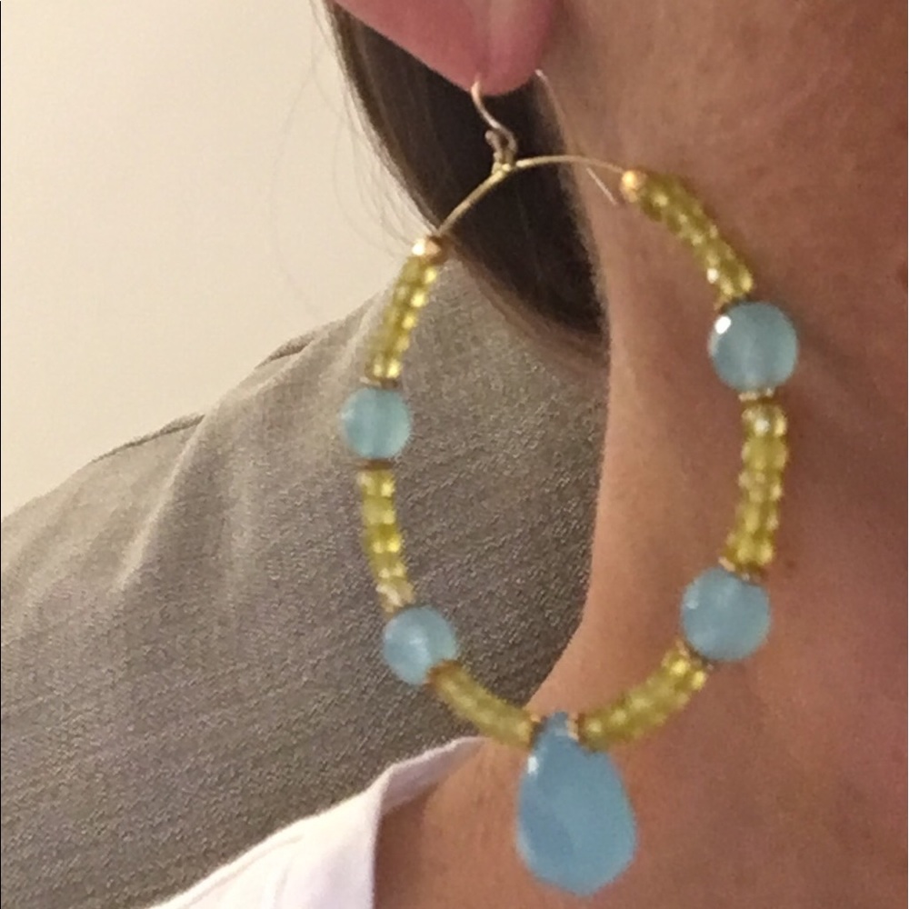 Tourmaline large beaded hoops