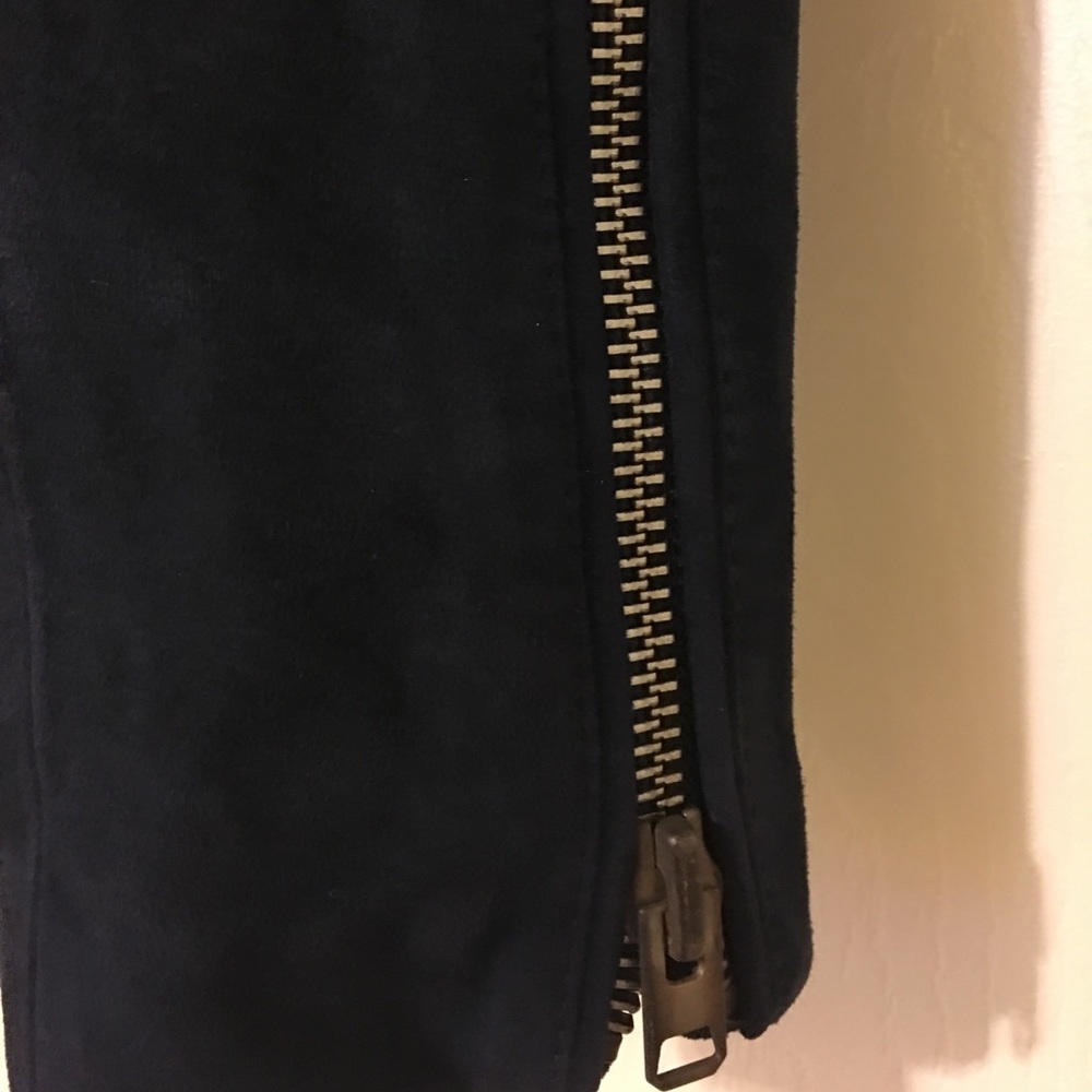 Topshop Navy Blue Suede Jacket - Picture 3 of 4