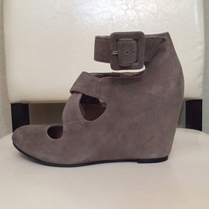 Halogen Suede Mary Jane wedge shoes