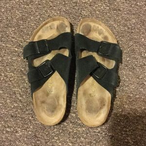 Black leather Birkenstocks