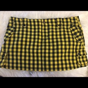Funky plaid black and yellow skirt