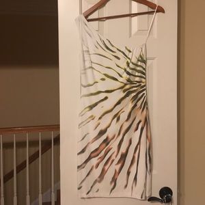 Cache cold shoulder bodycon flame burst dress