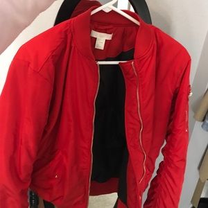 Cherry red bomber jacket