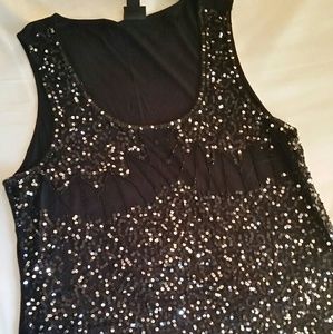 Torrid sheer silver sequin black tank