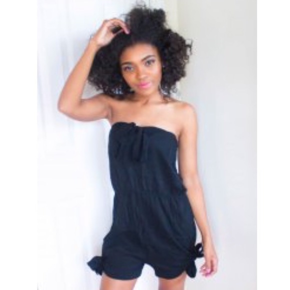 New Women's Cute Strapless Elastic Waist Romper - Picture 2 of 4