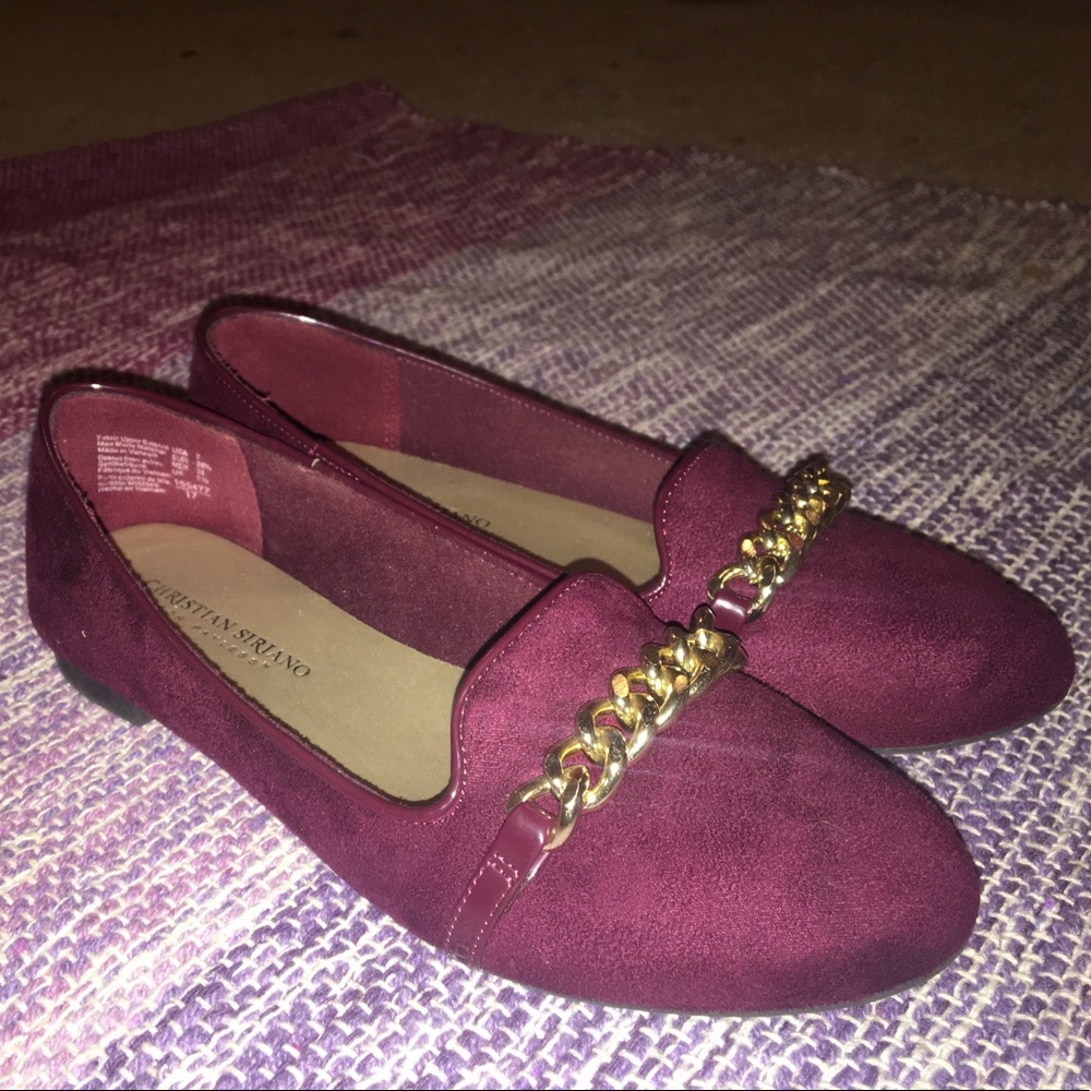 Burgundy and gold flats