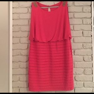 Cocktail dress beading on shoulder keyhole in back