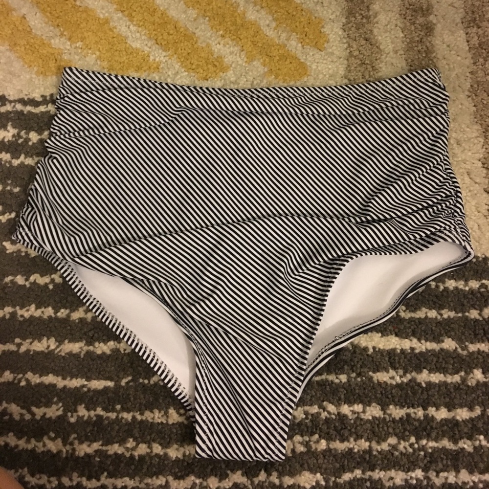 High waisted striped bathing suit bottom