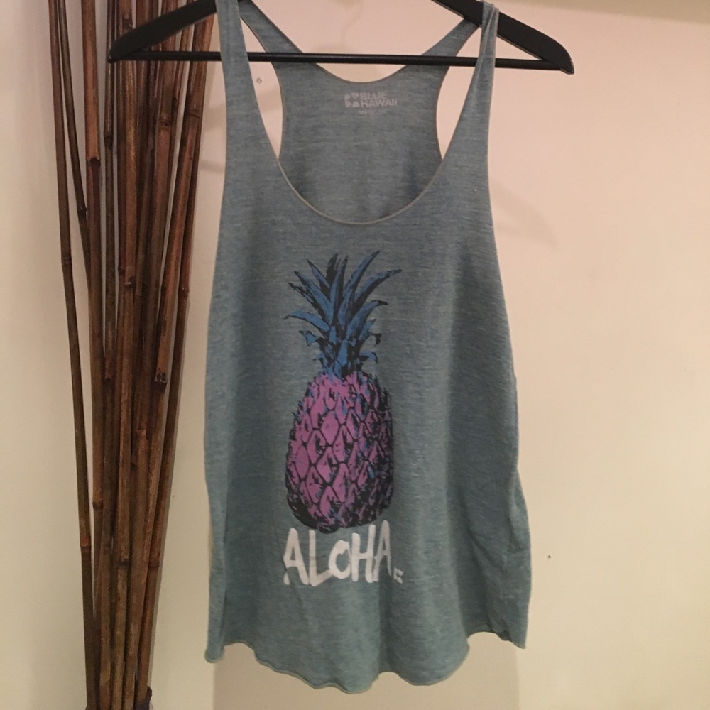 Cute Hawaiian pineapple ALOHA tank