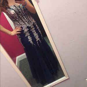Blue with silver sparkles dress