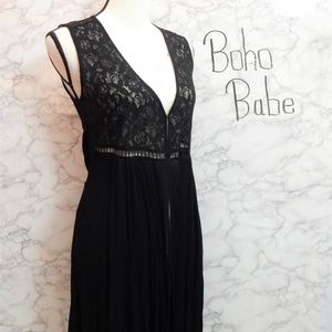 Boho Crochet Lace Floor Length Vest