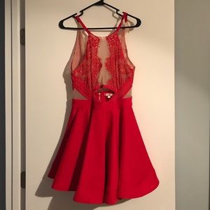 Red lace dress