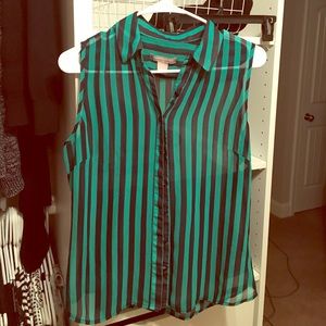 Banana republic blouse green navy blue 8