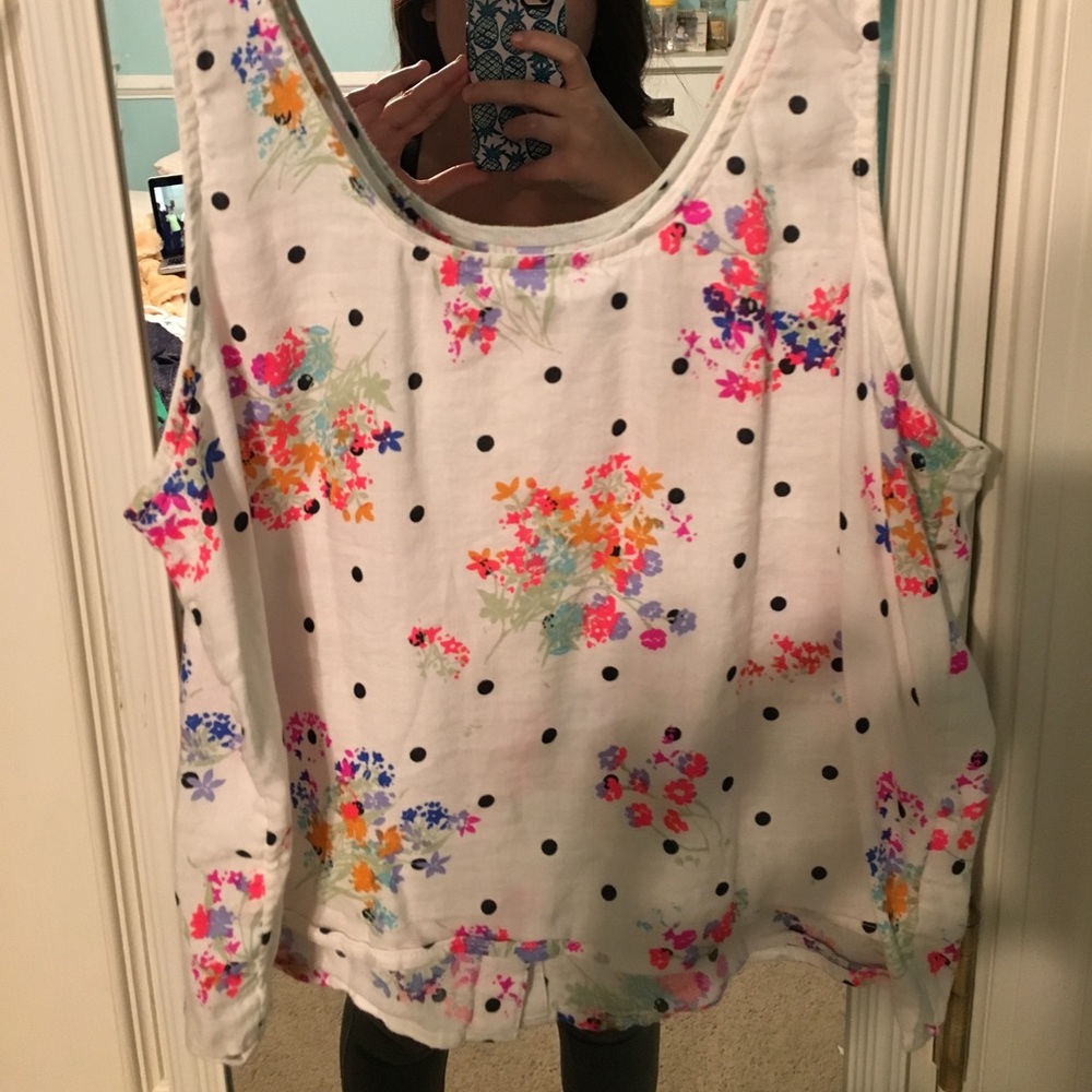 Floral and polka dot blouse