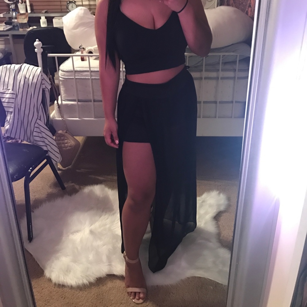 Sheer skirt with shorts underneath