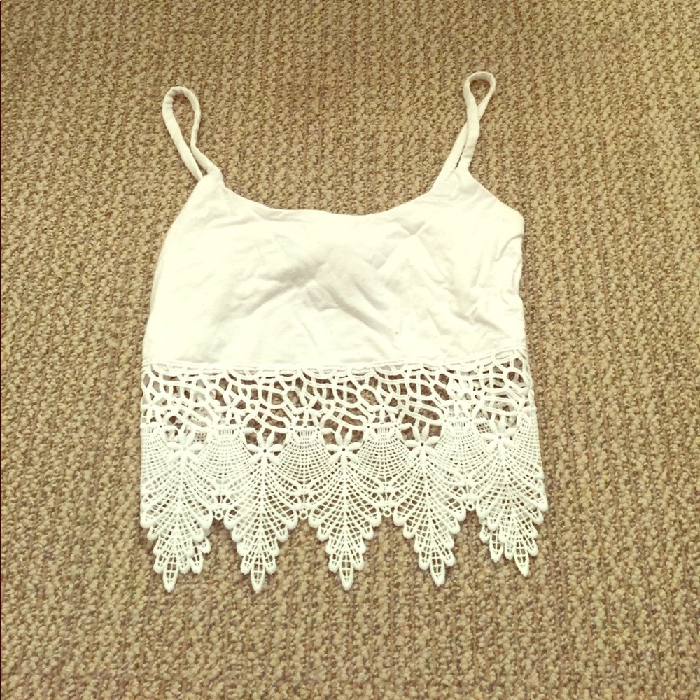 White lace croptop with tie back