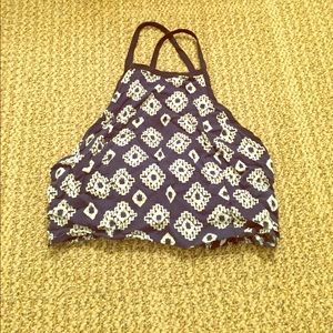 Navy and white crisscross backless crop